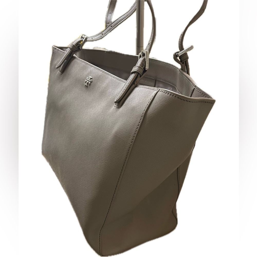 Tory Burch Gray Saffiano Leather Tote - Picture 2 of 16